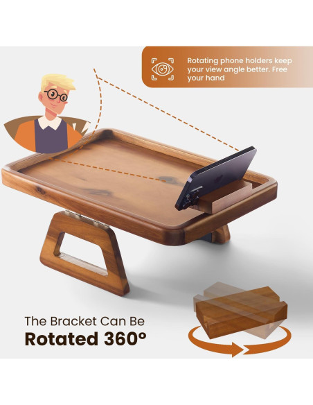 Mesa para Brazo de Sofá Tinamo 39.9x27.9cm Madera Acacia