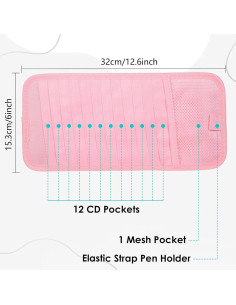 Soporte de CD para Visera de Coche Trinkrittey Rosa 12 Fundas 2
