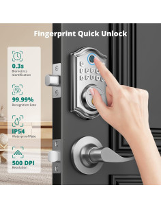 Cerradura Inteligente Biométrica AkaGear DS10 - Níquel Satinado 2