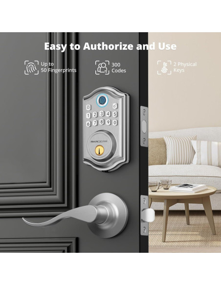 Cerradura Inteligente Biométrica AkaGear DS10 - Níquel Satinado