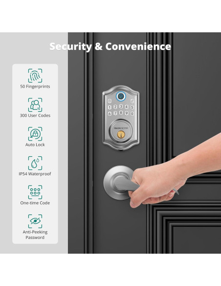 Cerradura Inteligente Biométrica AkaGear DS10 - Níquel Satinado