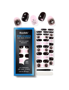 Tiras de Uñas de Gel Precuradas Beaolata - 44PCS Pulso Negro