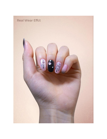 Tiras de Uñas de Gel Precuradas Beaolata - 44PCS Pulso Negro