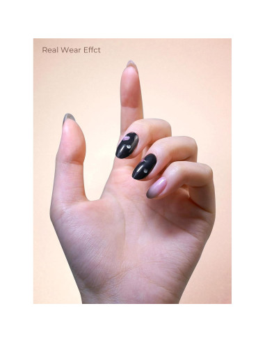 Tiras de Uñas de Gel Precuradas Beaolata - 44PCS Pulso Negro