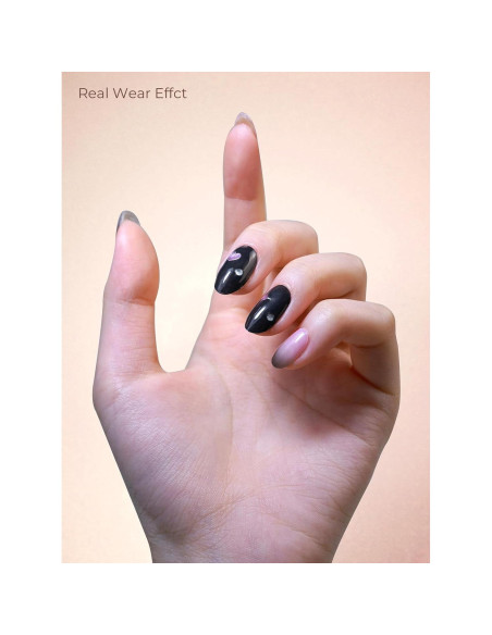 Tiras de Uñas de Gel Precuradas Beaolata - 44PCS Pulso Negro