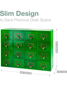Gabinete de Almacenamiento Woodaholic Verde Esmeralda 16 Cajones 2