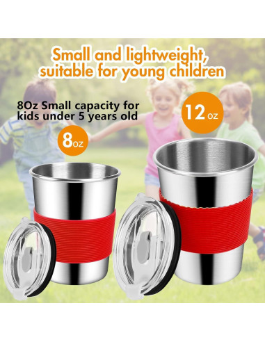Vasos de Acero Inoxidable Yummy Sam 235ml para Niños - 5 Piezas