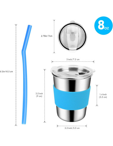 Vasos de Acero Inoxidable Yummy Sam 235ml para Niños - 5 Piezas