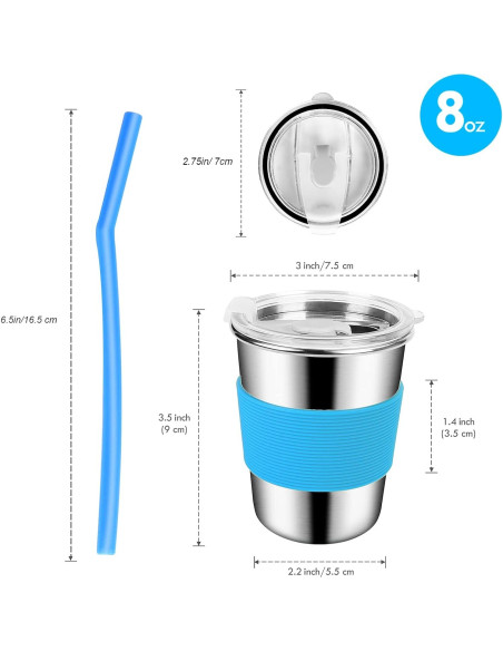 Vasos de Acero Inoxidable Yummy Sam 235ml para Niños - 5 Piezas