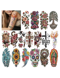 47 Hojas Tatuajes Temporales Realistas Gabizafia - Flores y Más