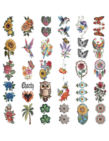 47 Hojas Tatuajes Temporales Realistas Gabizafia - Flores y Más