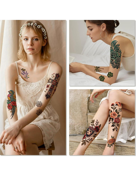 47 Hojas Tatuajes Temporales Realistas Gabizafia - Flores y Más