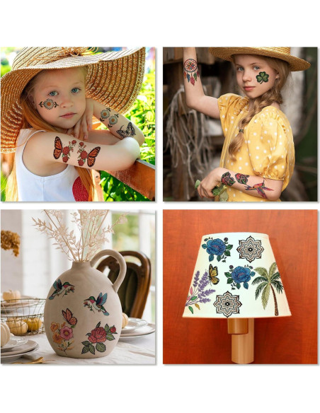 47 Hojas Tatuajes Temporales Realistas Gabizafia - Flores y Más