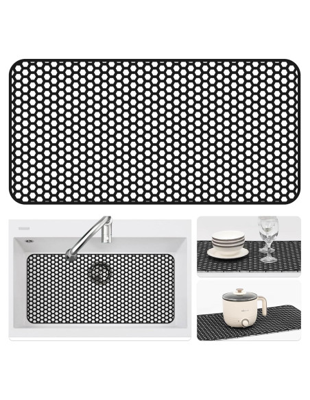 Alfombrilla de Silicona para Fregadero Bestjing 72x36 cm Negra