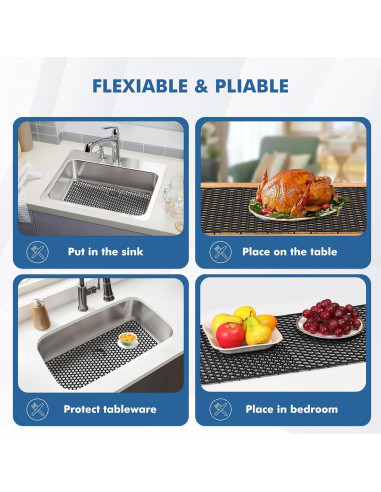 Alfombrilla de Silicona para Fregadero Bestjing 72x36 cm Negra