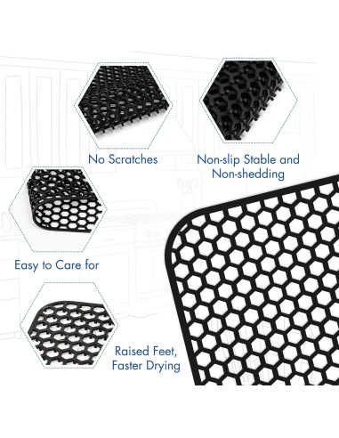 Alfombrilla de Silicona para Fregadero Bestjing 72x36 cm Negra