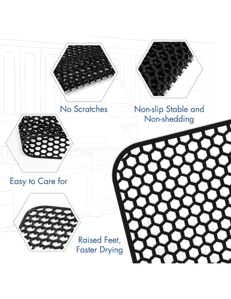 Alfombrilla de Silicona para Fregadero Bestjing 72x36 cm Negra