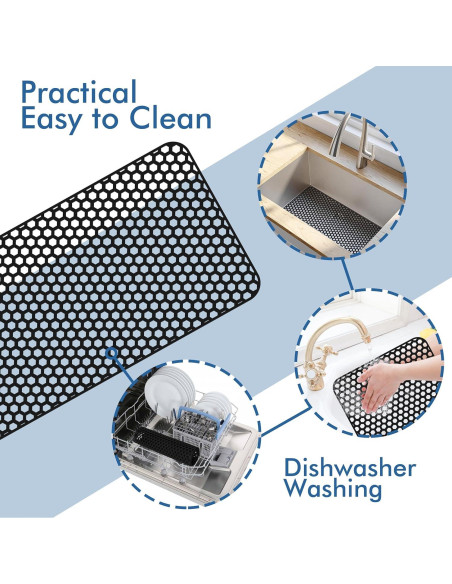 Alfombrilla de Silicona para Fregadero Bestjing 72x36 cm Negra