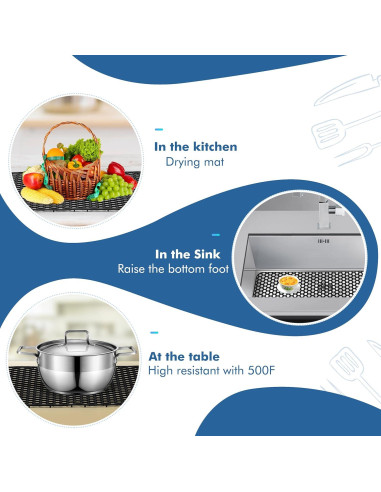 Alfombrilla de Silicona para Fregadero Bestjing 72x36 cm Negra