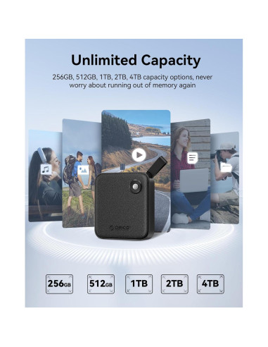 SSD Externo ORICO B5PLUS 2TB USB C 3.0 Rápido 460MB/s