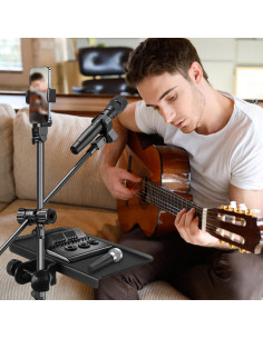 Bandeja Soporte Micrófono Universal Ajustable 20x19cm Negro 2