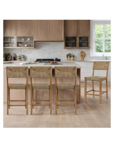 Conjunto de 4 Taburetes de Bar DUHOME de Ratan 60.96 cm