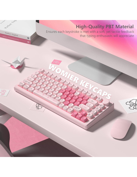 Juego de Teclas Womier MOA Love Rosa PBT 130 Teclas