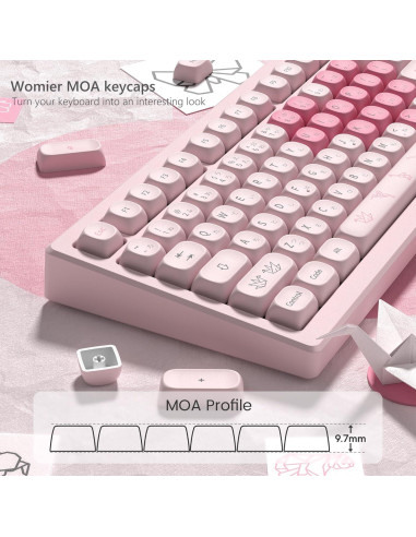 Juego de Teclas Womier MOA Love Rosa PBT 130 Teclas