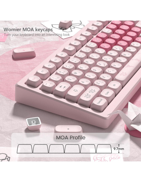 Juego de Teclas Womier MOA Love Rosa PBT 130 Teclas