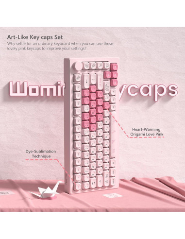 Juego de Teclas Womier MOA Love Rosa PBT 130 Teclas