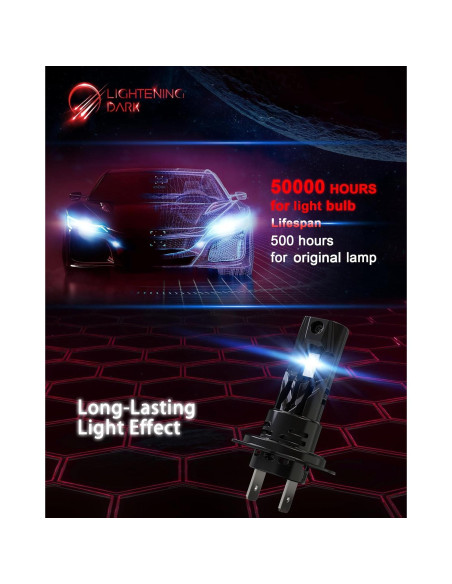 Bombillas LED H7 LIGHTENING DARK 6500K 600% Brillo (Paquete de 2)