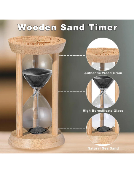 Reloj de Arena de Madera YLTIMER 5 Minutos Negro para Meditación