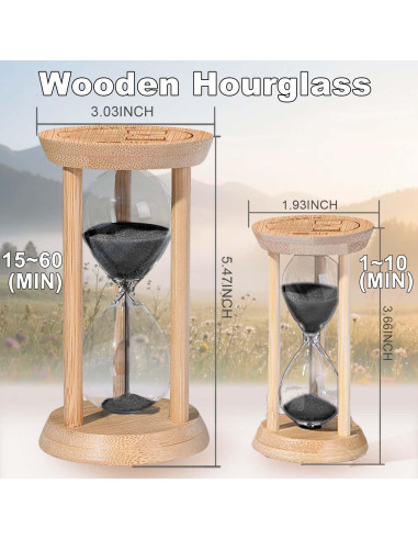 Reloj de Arena de Madera YLTIMER 5 Minutos Negro para Meditación