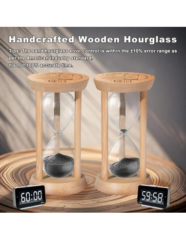 Reloj de Arena de Madera YLTIMER 5 Minutos Negro para Meditación