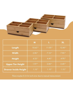 Organizador de Maquillaje GOBAM de Bambú Natural 32x20cm 2