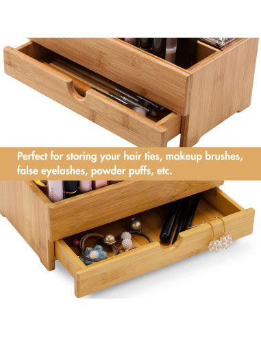 Organizador de Maquillaje GOBAM de Bambú Natural 32x20cm
