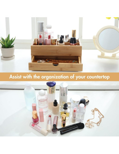 Organizador de Maquillaje GOBAM de Bambú Natural 32x20cm