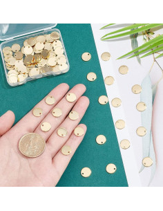 100 Etiquetas Planas Redondas Acero Inoxidable UNICRAFTALE 10mm 2