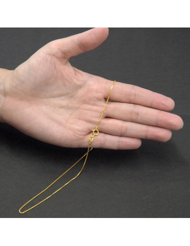 Cadena de caja de plata esterlina 925 chapada oro 14K 66 cm