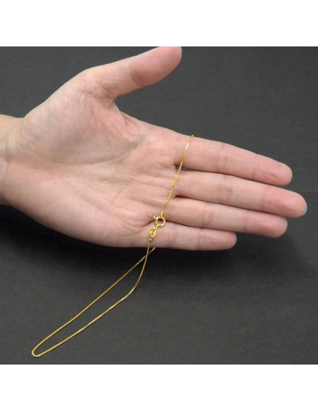 Cadena de caja de plata esterlina 925 chapada oro 14K 66 cm