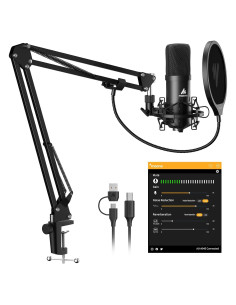 Micrófono USB MAONO AU-A04E para Podcast y Streaming Negro