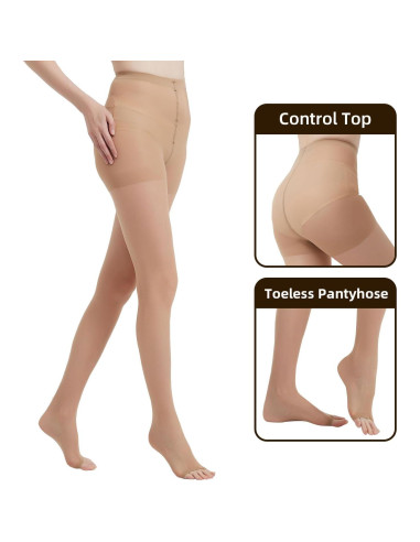 Medias Panty Sin Dedos Citystl 20D Transparentes Nude