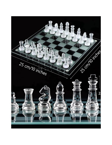Juego de Ajedrez de Vidrio Ziphia 25.4 cm Elegante Premium