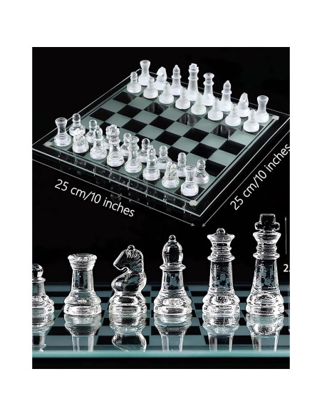 Juego de Ajedrez de Vidrio Ziphia 25.4 cm Elegante Premium