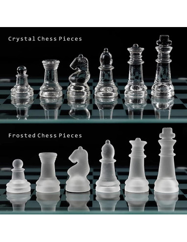 Juego de Ajedrez de Vidrio Ziphia 25.4 cm Elegante Premium