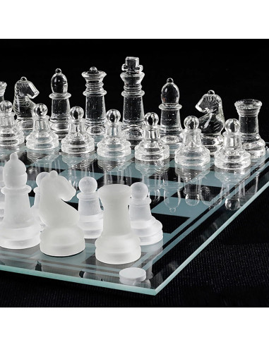Juego de Ajedrez de Vidrio Ziphia 25.4 cm Elegante Premium