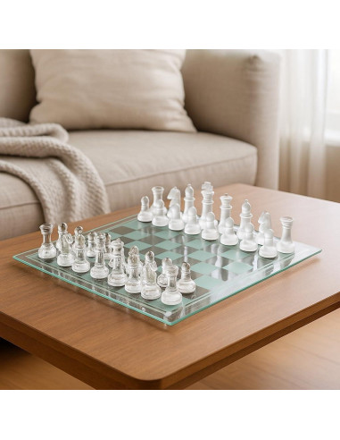 Juego de Ajedrez de Vidrio Ziphia 25.4 cm Elegante Premium