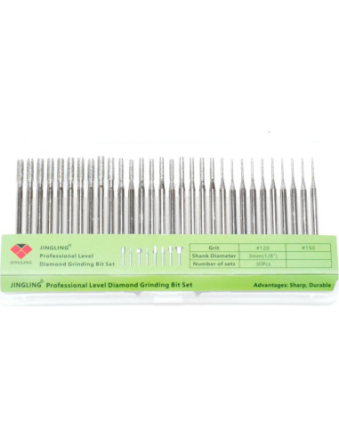 Kit de Brocas de Diamante JINGLING 1-2-3mm para Dremel 30Pcs