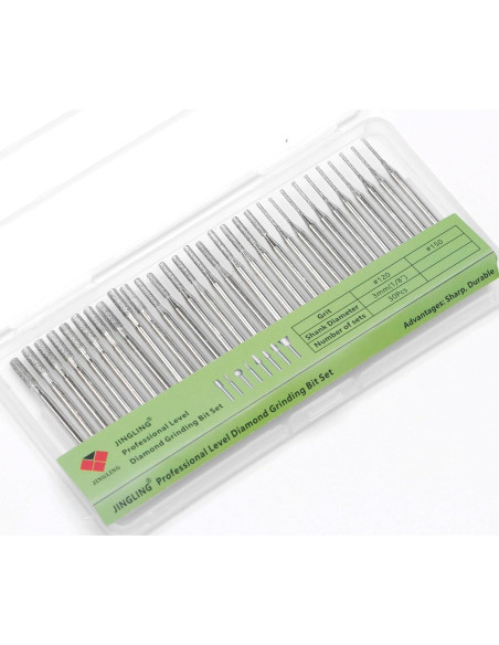 Kit de Brocas de Diamante JINGLING 1-2-3mm para Dremel 30Pcs