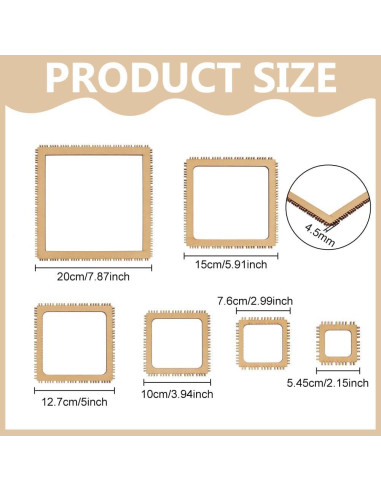 Kit de Telar de Madera BENECREAT 6 Tamaños 4.5mm DIY